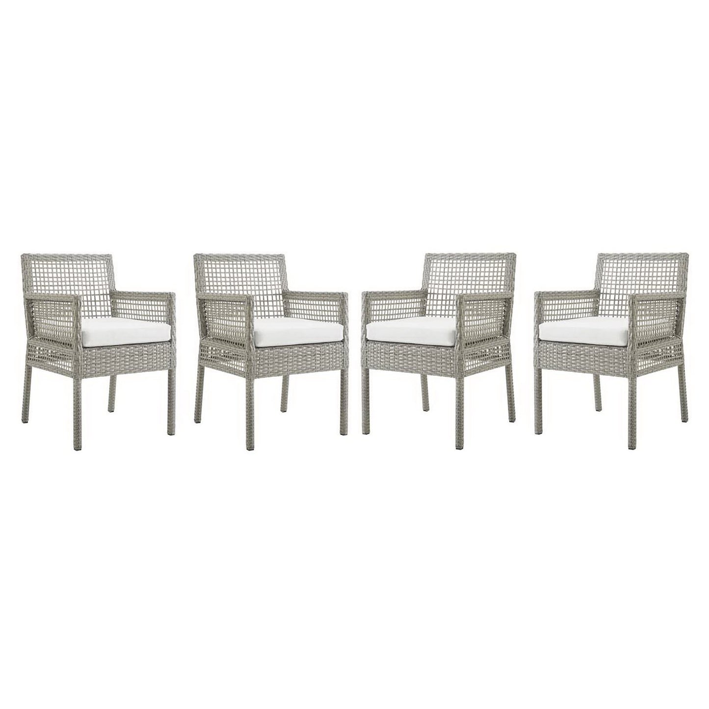 Modway - Aura Outdoor Patio Wicker Rattan Dining Armchair Set of 4 by Modway  Outdoor Furniture Bar and Dining White - EEI-3594-GRY-WHI