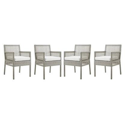 Modway - Aura Outdoor Patio Wicker Rattan Dining Armchair Set of 4 by Modway  Outdoor Furniture Bar and Dining White - EEI-3594-GRY-WHI