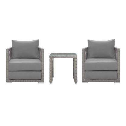 Modway - Aura 3 Piece Outdoor Patio Wicker Rattan Set by Modway  Outdoor Furniture Sofa Sectionals Gray - EEI-3595-GRY-GRY-SET