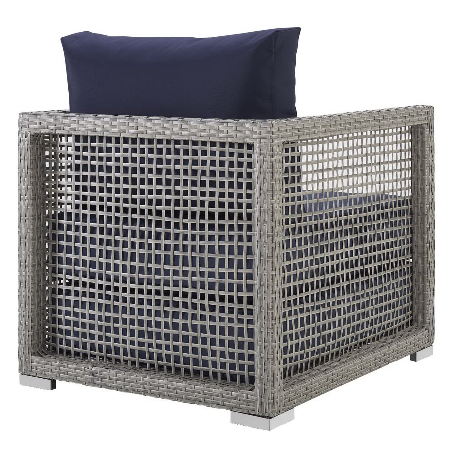 Modway - Aura 3 Piece Outdoor Patio Wicker Rattan Set by Modway  Outdoor Furniture Sofa Sectionals Blue - EEI-3595-GRY-NAV-SET