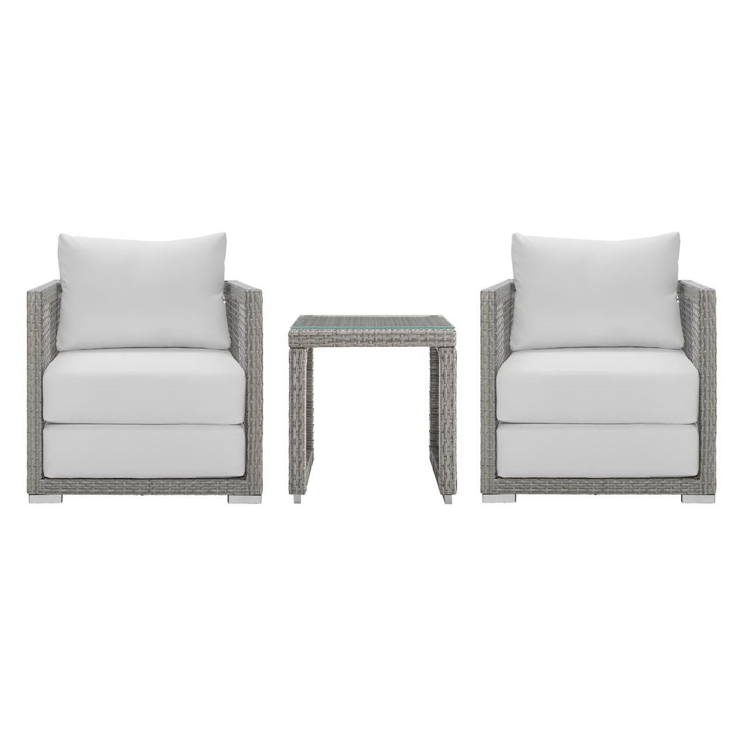 Modway - Aura 3 Piece Outdoor Patio Wicker Rattan Set by Modway  Outdoor Furniture Sofa Sectionals White - EEI-3595-GRY-WHI-SET