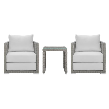 Modway - Aura 3 Piece Outdoor Patio Wicker Rattan Set by Modway  Outdoor Furniture Sofa Sectionals White - EEI-3595-GRY-WHI-SET