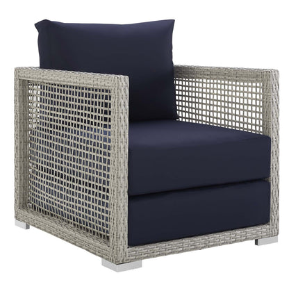 Modway Outlet Aura 4 Piece Outdoor Patio Wicker Rattan Set by Modway  Outdoor Furniture Furniture Gray Navy - EEI-3596-GRY-NAV-SET