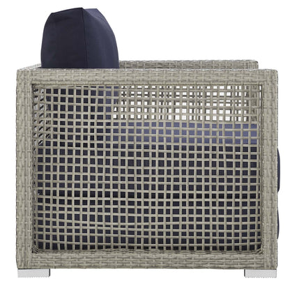 Modway Outlet Aura 4 Piece Outdoor Patio Wicker Rattan Set by Modway  Outdoor Furniture Furniture Gray Navy - EEI-3596-GRY-NAV-SET
