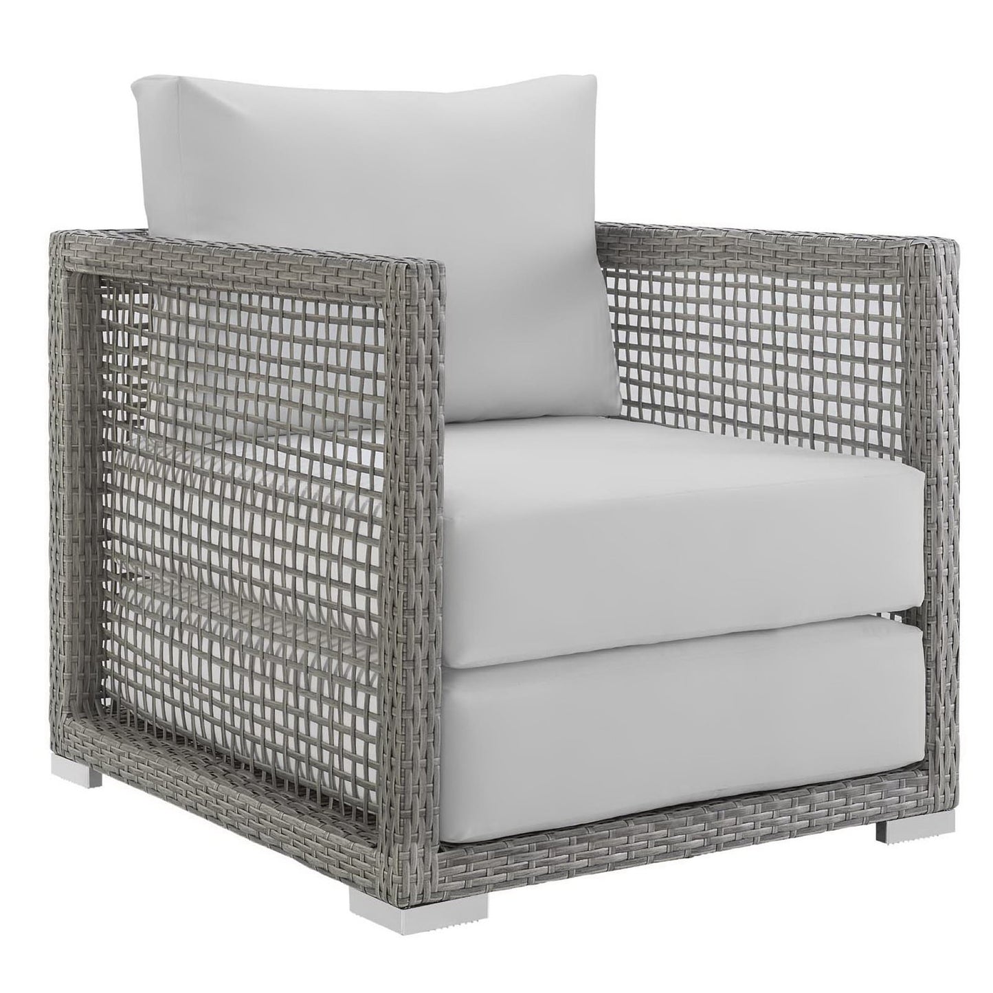 Modway - Aura 4 Piece Outdoor Patio Wicker Rattan Set by Modway  Outdoor Furniture Sofa Sectionals White - EEI-3596-GRY-WHI-SET