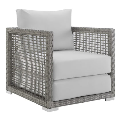 Modway - Aura 4 Piece Outdoor Patio Wicker Rattan Set by Modway  Outdoor Furniture Sofa Sectionals White - EEI-3596-GRY-WHI-SET