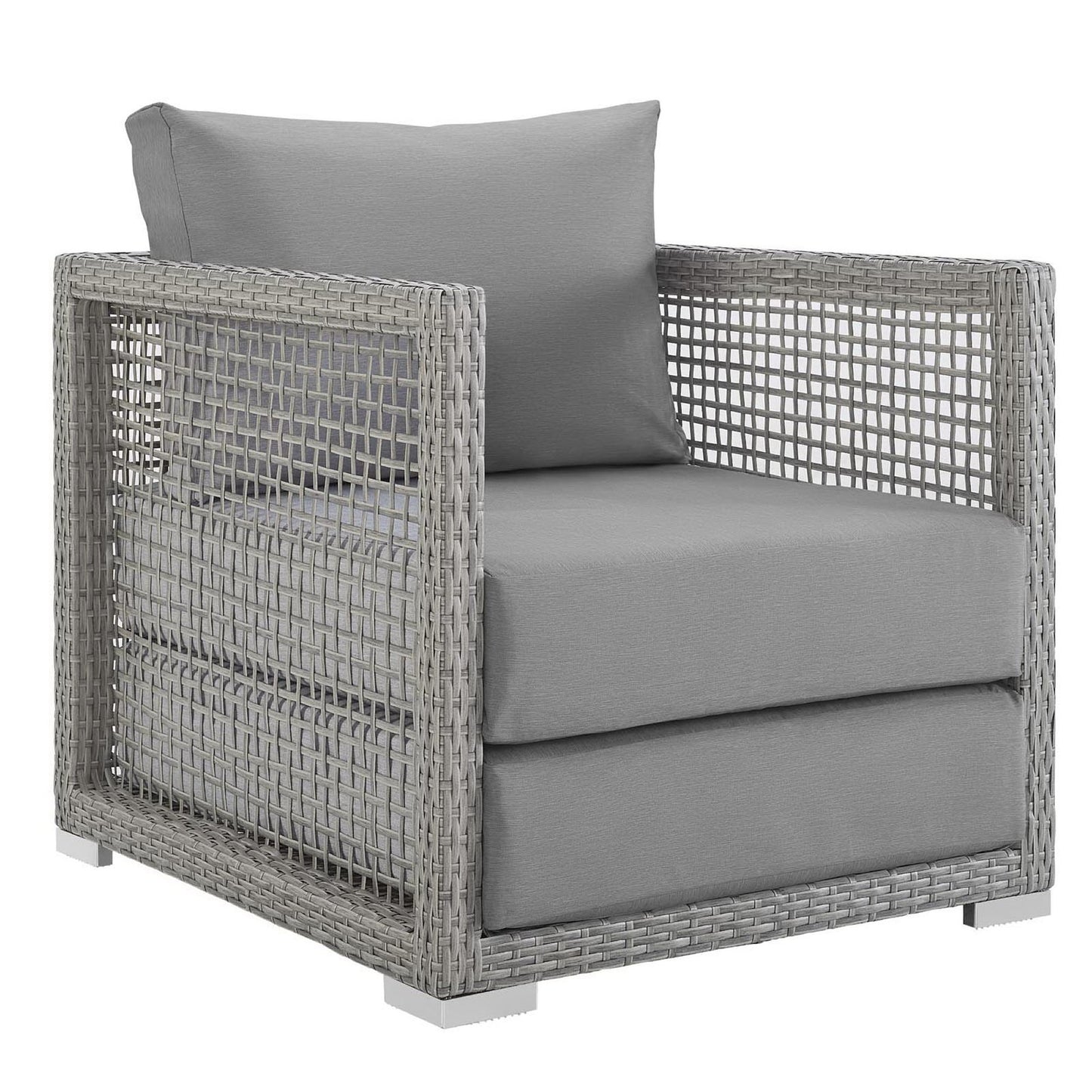 Modway - Aura 3 Piece Outdoor Patio Wicker Rattan Set by Modway  Outdoor Furniture Sofa Sectionals Gray - EEI-3597-GRY-GRY-SET