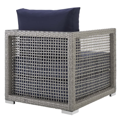 Modway - Aura 3 Piece Outdoor Patio Wicker Rattan Set by Modway  Outdoor Furniture Sofa Sectionals Blue - EEI-3597-GRY-NAV-SET