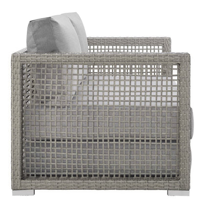 Modway - Aura 3 Piece Outdoor Patio Wicker Rattan Set by Modway  Outdoor Furniture Sofa Sectionals Gray - EEI-3598-GRY-GRY-SET