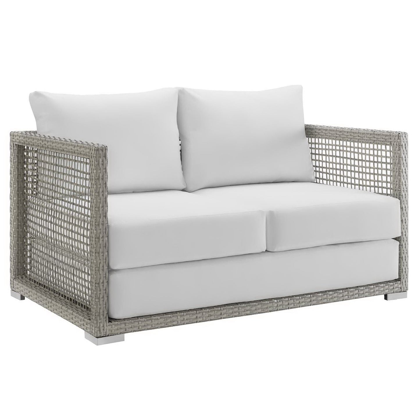 Modway - Aura 3 Piece Outdoor Patio Wicker Rattan Set by Modway  Outdoor Furniture Sofa Sectionals White - EEI-3598-GRY-WHI-SET