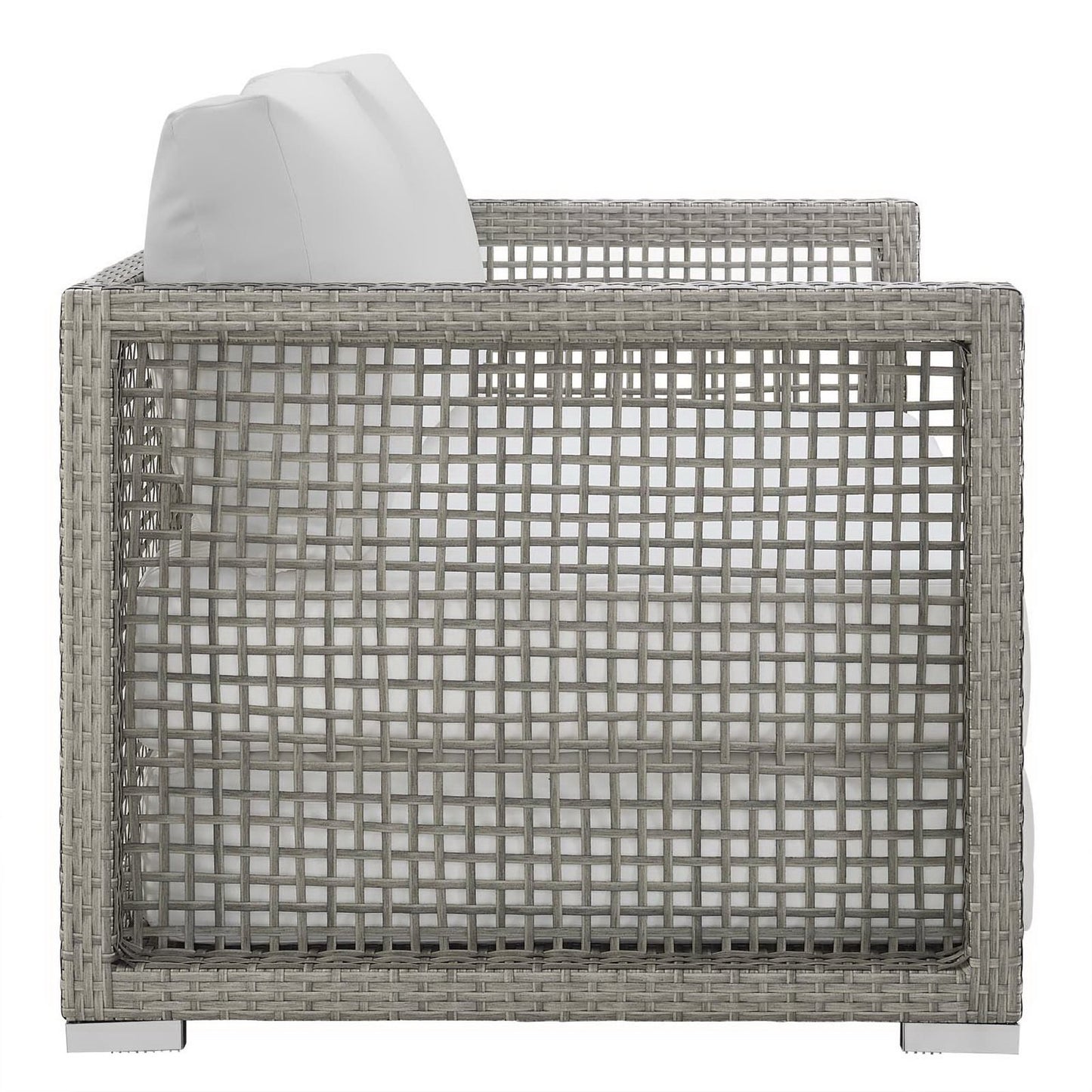 Modway - Aura 3 Piece Outdoor Patio Wicker Rattan Set by Modway  Outdoor Furniture Sofa Sectionals White - EEI-3598-GRY-WHI-SET