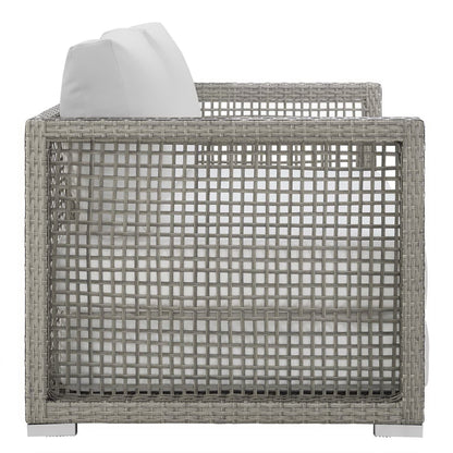 Modway - Aura 3 Piece Outdoor Patio Wicker Rattan Set by Modway  Outdoor Furniture Sofa Sectionals White - EEI-3598-GRY-WHI-SET