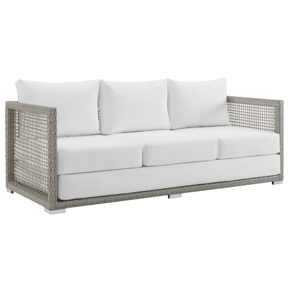 Modway - Aura 3 Piece Outdoor Patio Wicker Rattan Set by Modway  Outdoor Furniture Sofa Sectionals White - EEI-3598-GRY-WHI-SET