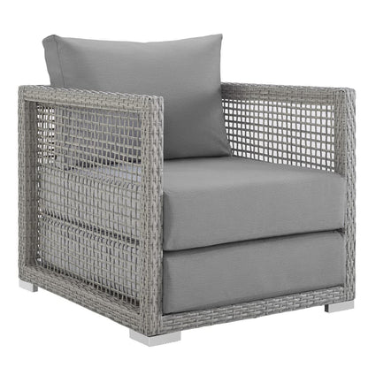 Modway - Aura 3 Piece Outdoor Patio Wicker Rattan Set by Modway  Outdoor Furniture Sofa Sectionals Gray - EEI-3599-GRY-GRY-SET