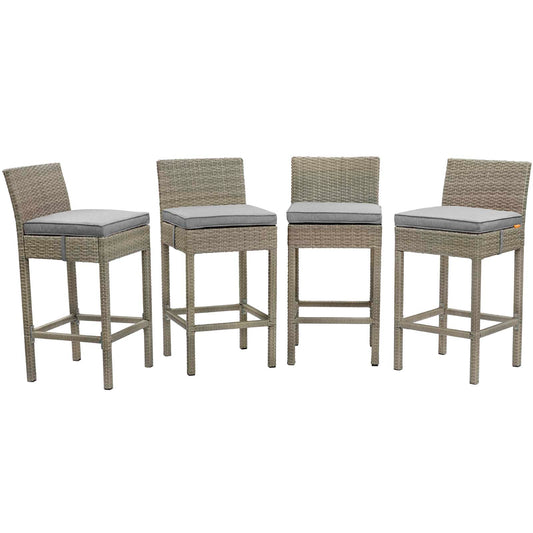 Modway Outlet Conduit Outdoor Patio Wicker Rattan Bar Stool Set of 4 by Modway  Outdoor Furniture Furniture Light Gray Gray - EEI-3602-LGR-GRY