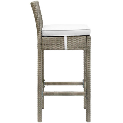 Modway Outlet Conduit Outdoor Patio Wicker Rattan Bar Stool Set of 4 by Modway  Outdoor Furniture Furniture Light Gray White - EEI-3602-LGR-WHI