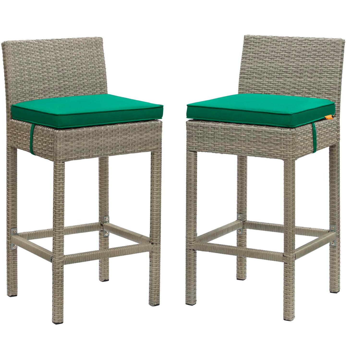 Modway Outlet Conduit Outdoor Patio Wicker Rattan Bar Stool Set of 2 by Modway  Outdoor Furniture Furniture Light Gray Green - EEI-3604-LGR-GRN