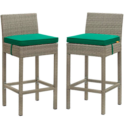 Modway Outlet Conduit Outdoor Patio Wicker Rattan Bar Stool Set of 2 by Modway  Outdoor Furniture Furniture Light Gray Green - EEI-3604-LGR-GRN