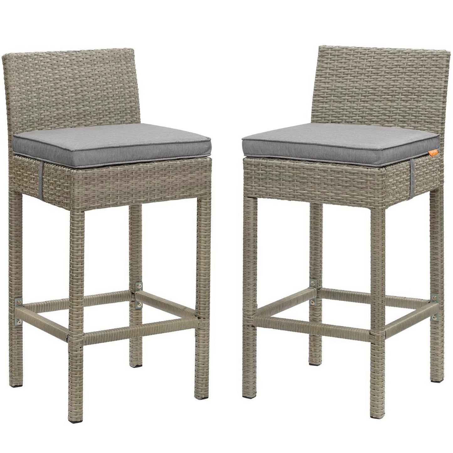 Modway Outlet Conduit Outdoor Patio Wicker Rattan Bar Stool Set of 2 by Modway  Outdoor Furniture Furniture Light Gray Gray - EEI-3604-LGR-GRY