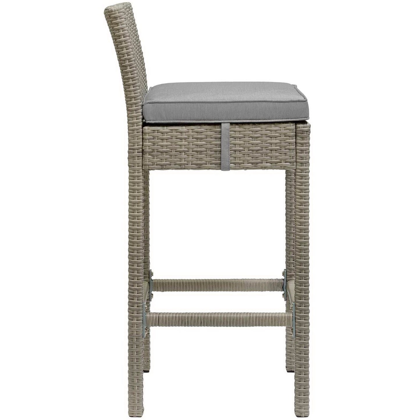 Modway Outlet Conduit Outdoor Patio Wicker Rattan Bar Stool Set of 2 by Modway  Outdoor Furniture Furniture Light Gray Gray - EEI-3604-LGR-GRY
