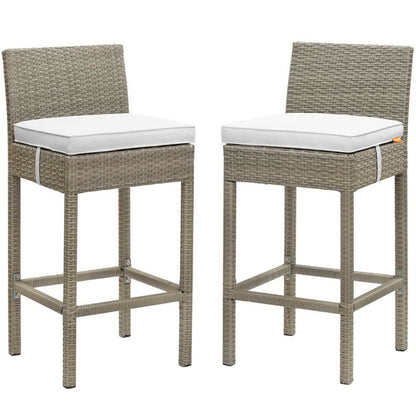 Modway Outlet Conduit Outdoor Patio Wicker Rattan Bar Stool Set of 2 by Modway  Outdoor Furniture Furniture Light Gray White - EEI-3604-LGR-WHI
