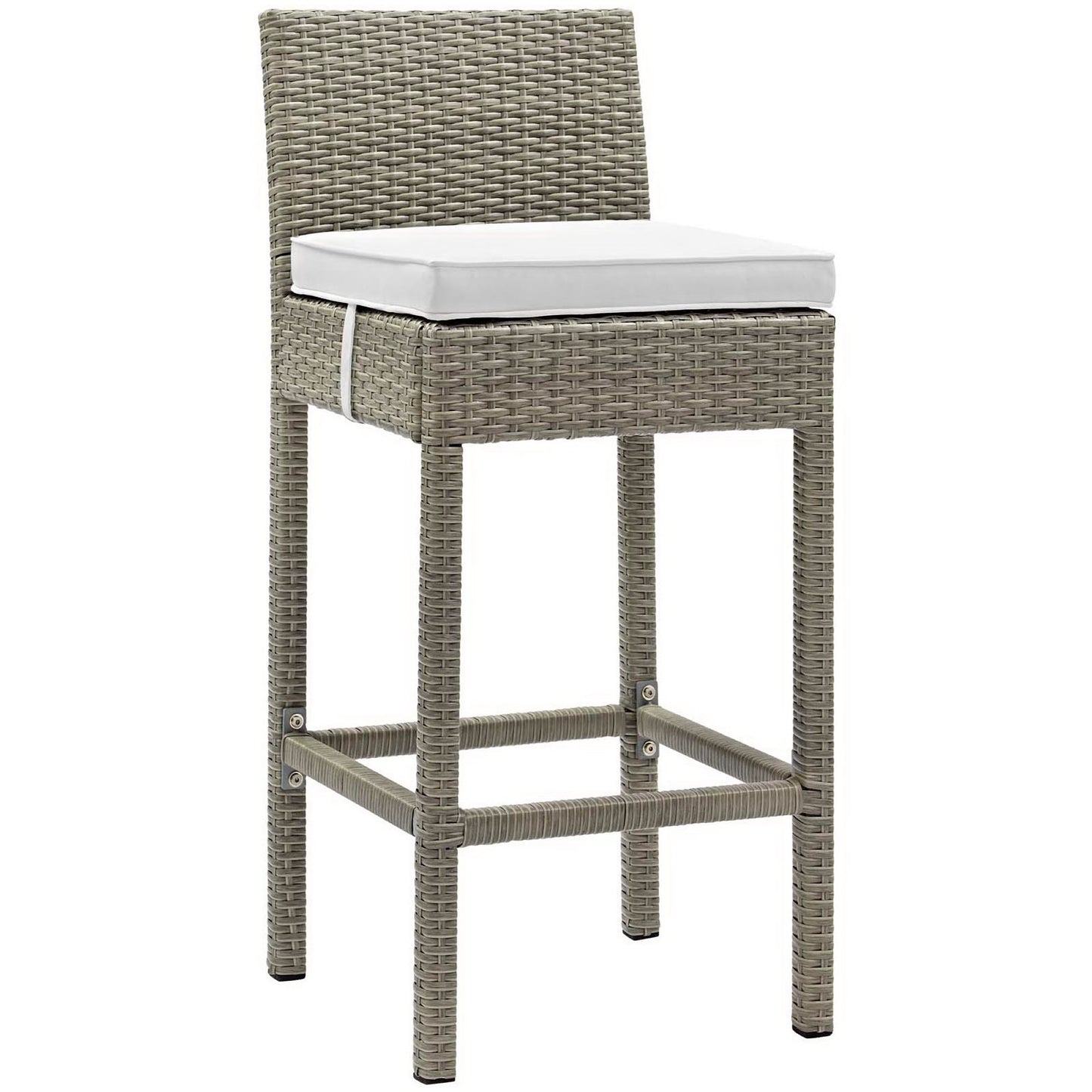 Modway Outlet Conduit Outdoor Patio Wicker Rattan Bar Stool Set of 2 by Modway  Outdoor Furniture Furniture Light Gray White - EEI-3604-LGR-WHI