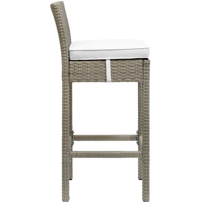 Modway Outlet Conduit Outdoor Patio Wicker Rattan Bar Stool Set of 2 by Modway  Outdoor Furniture Furniture Light Gray White - EEI-3604-LGR-WHI