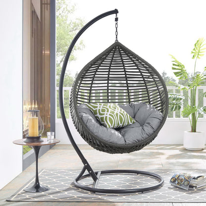 Modway - Garner Teardrop Outdoor Patio Swing Chair by Modway  Outdoor Furniture Daybeds and Lounges Gray - EEI-3614-GRY-GRY