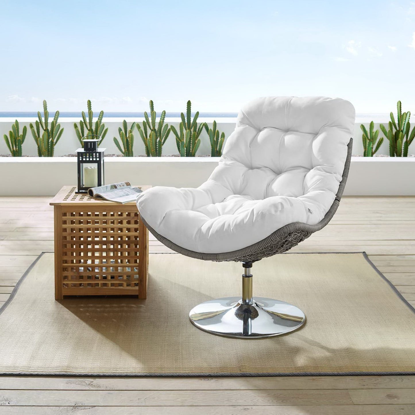 Modway - Brighton Wicker Rattan Outdoor Patio Swivel Lounge Chair by Modway  Outdoor Furniture Sofa Sectionals White - EEI-3616-LGR-WHI