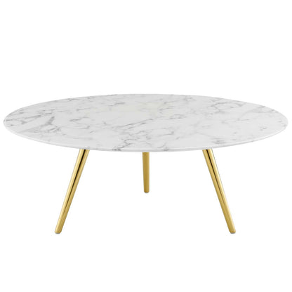 Modway Outlet Lippa 40" Round Faux Marble Coffee Table with Tripod Base by Modway  Living Room Furniture Gold White - EEI-3672-GLD-WHI
