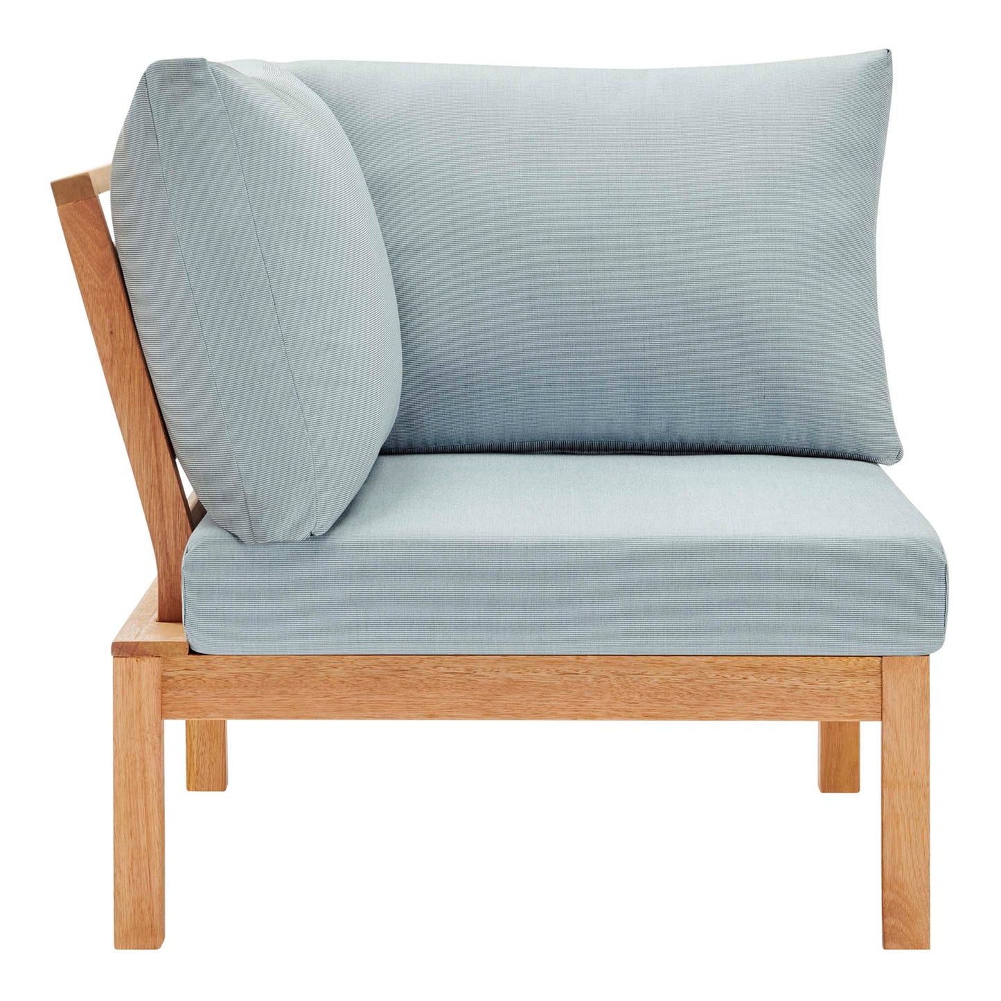 Modway Outlet Freeport Karri Wood Sectional Sofa Outdoor Patio Corner Chair by Modway  Outdoor Furniture Furniture Natural Light Blue - EEI-3694-NAT-LBU