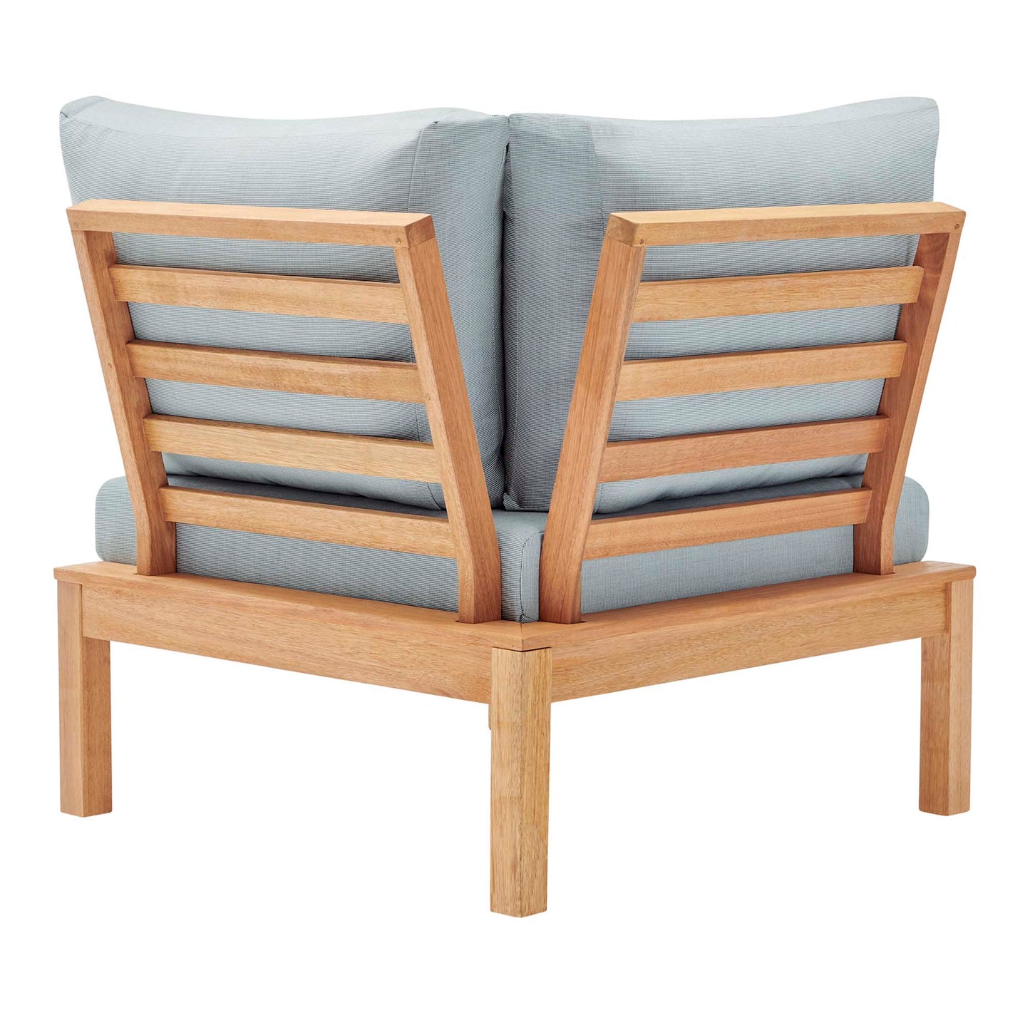 Modway Outlet Freeport Karri Wood Sectional Sofa Outdoor Patio Corner Chair by Modway  Outdoor Furniture Furniture Natural Light Blue - EEI-3694-NAT-LBU