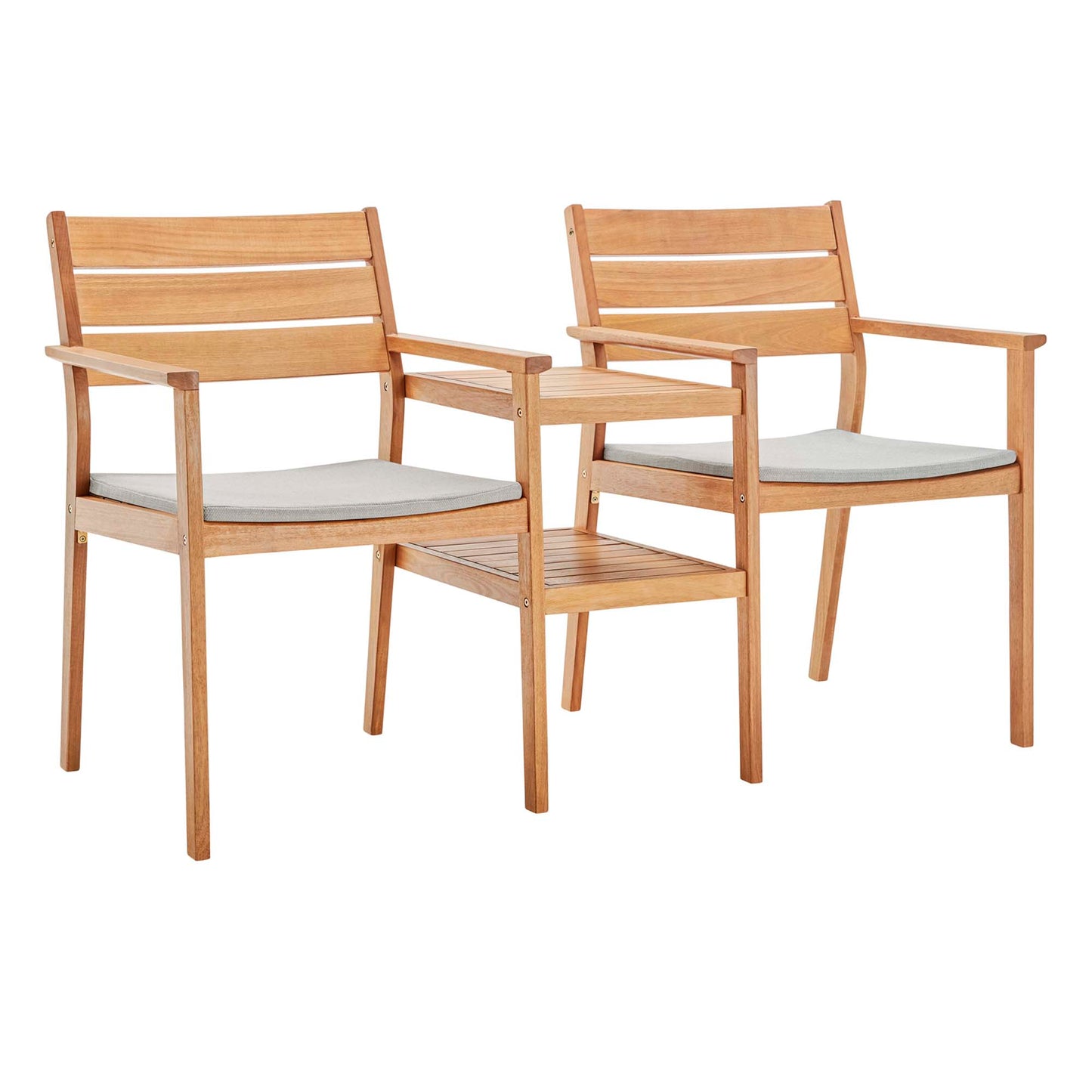 Modway Outlet Viewscape Outdoor Patio Ash Wood Jack and Jill Chair Set by Modway  Outdoor Furniture Furniture Natural Taupe - EEI-3710-NAT-TAU