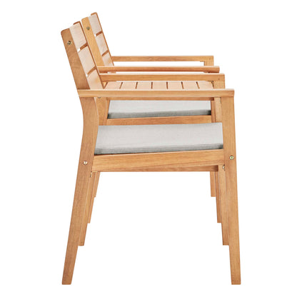 Modway Outlet Viewscape Outdoor Patio Ash Wood Jack and Jill Chair Set by Modway  Outdoor Furniture Furniture Natural Taupe - EEI-3710-NAT-TAU