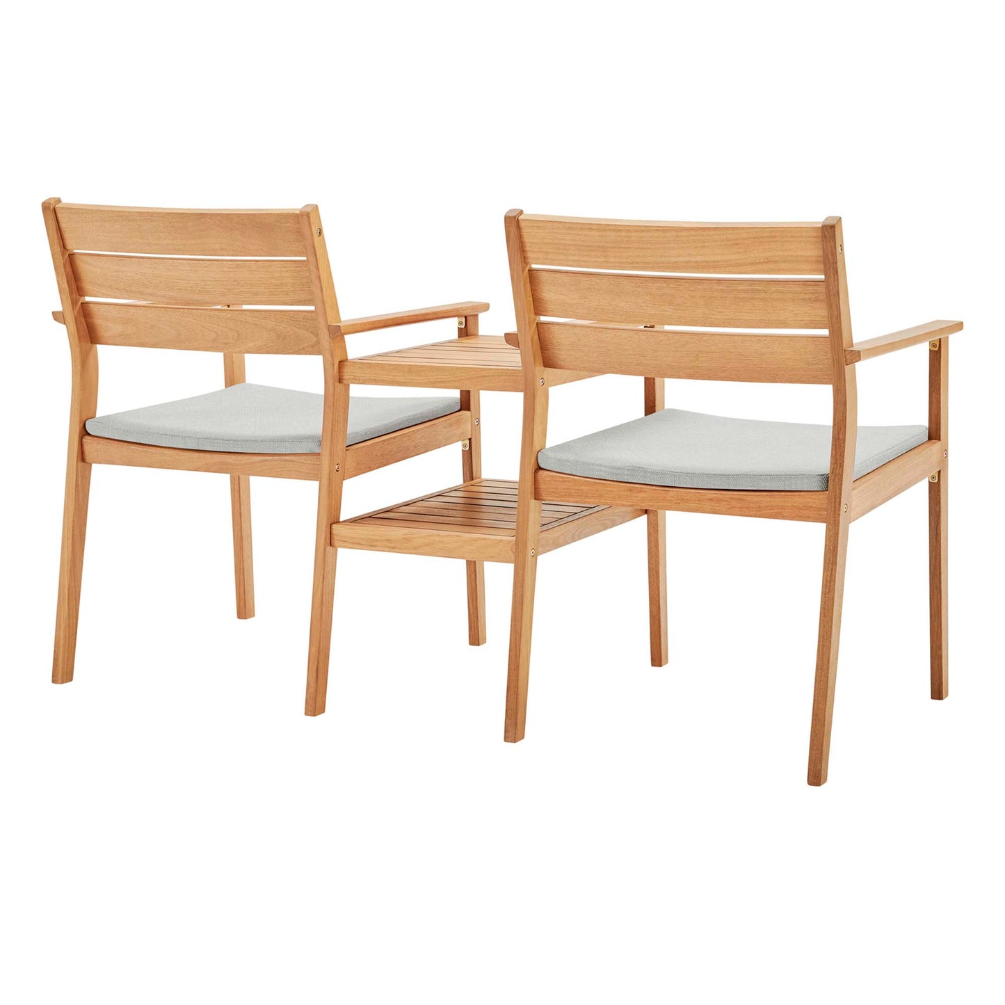 Modway Outlet Viewscape Outdoor Patio Ash Wood Jack and Jill Chair Set by Modway  Outdoor Furniture Furniture Natural Taupe - EEI-3710-NAT-TAU