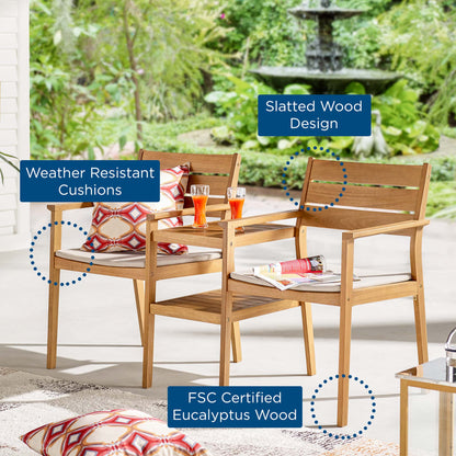 Modway Outlet Viewscape Outdoor Patio Ash Wood Jack and Jill Chair Set by Modway  Outdoor Furniture Furniture Natural Taupe - EEI-3710-NAT-TAU