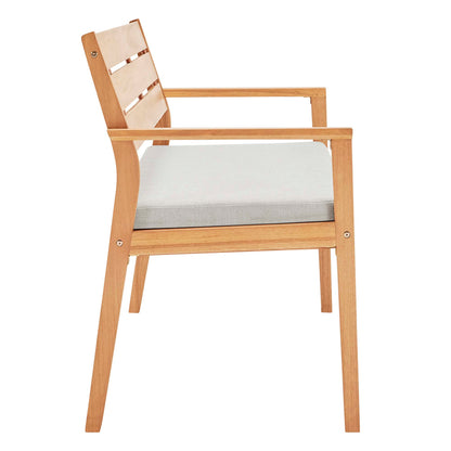 Modway Outlet Viewscape Outdoor Patio Ash Wood Loveseat by Modway  Outdoor Furniture Furniture Natural Taupe - EEI-3711-NAT-TAU