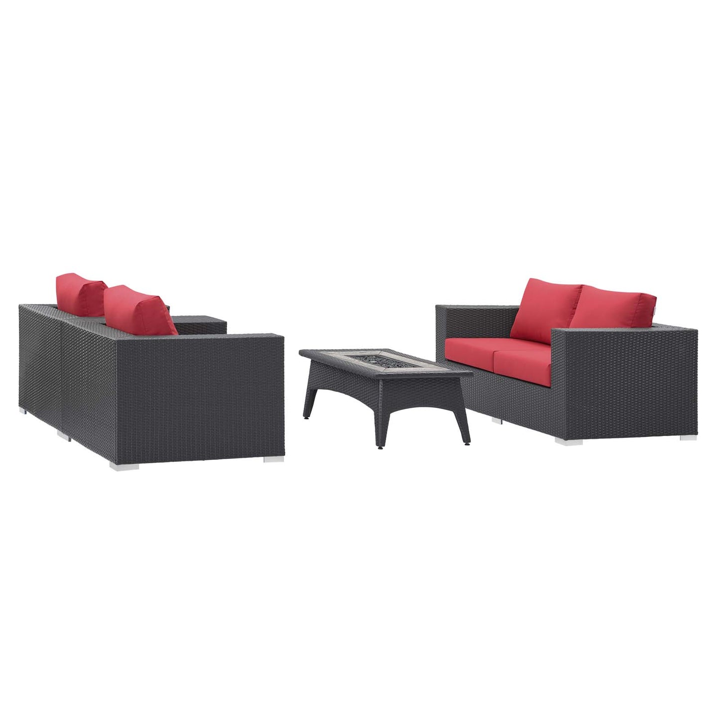 Modway Outlet Convene 4 Piece Set Outdoor Patio with Fire Pit by Modway  Outdoor Furniture Furniture Espresso Red - EEI-3725-EXP-RED-SET