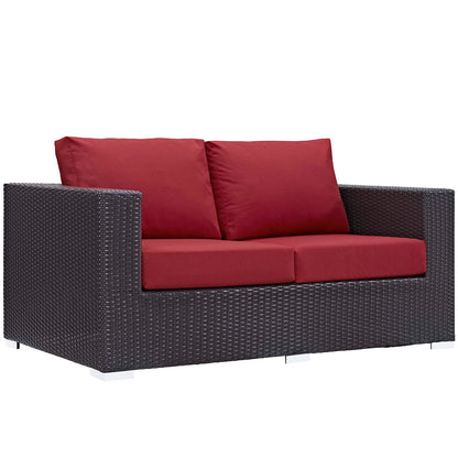 Modway Outlet Convene 4 Piece Set Outdoor Patio with Fire Pit by Modway  Outdoor Furniture Furniture Espresso Red - EEI-3725-EXP-RED-SET