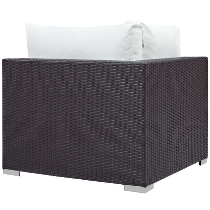 Modway Outlet Convene 5 Piece Set Outdoor Patio with Fire Pit by Modway  Outdoor Furniture Furniture Espresso White - EEI-3728-EXP-WHI-SET