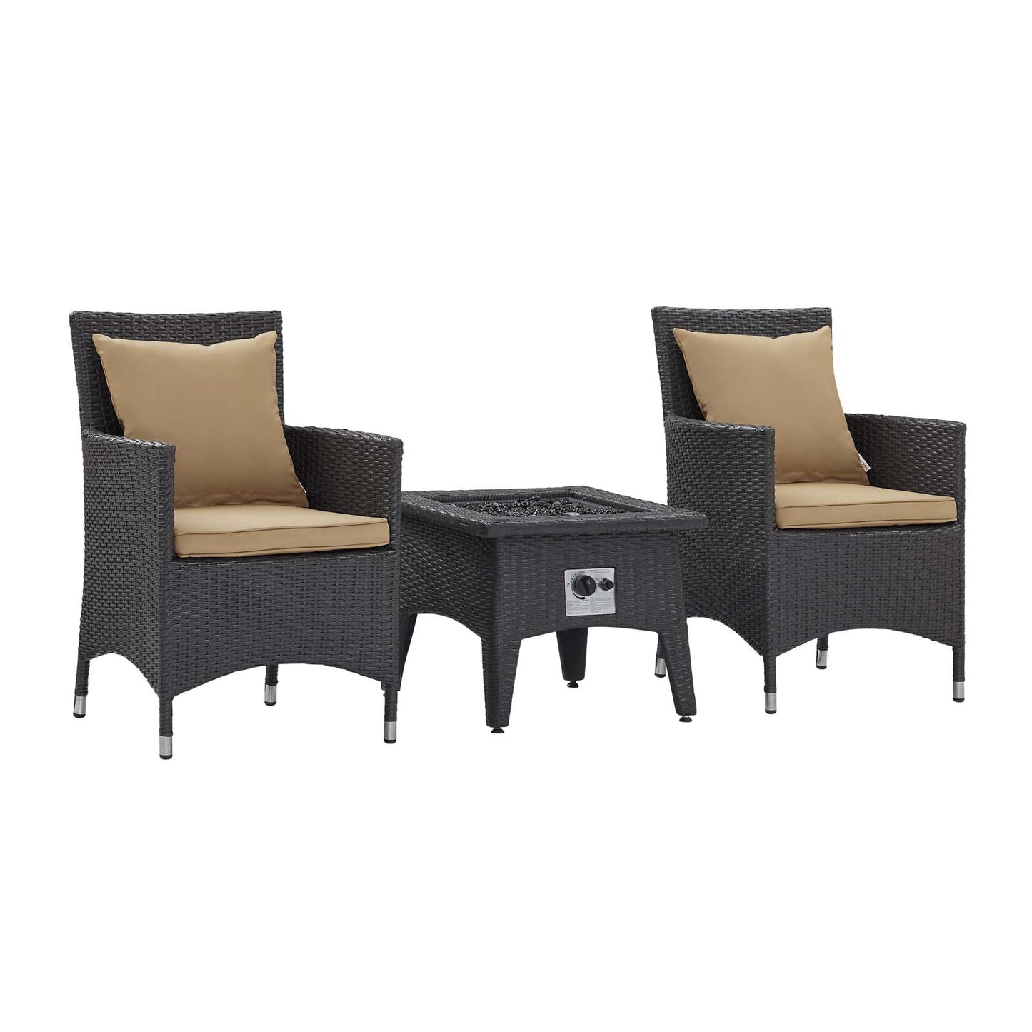 Modway Outlet Convene 3 Piece Set Outdoor Patio with Fire Pit by Modway  Outdoor Furniture Furniture Espresso Mocha - EEI-3729-EXP-MOC-SET