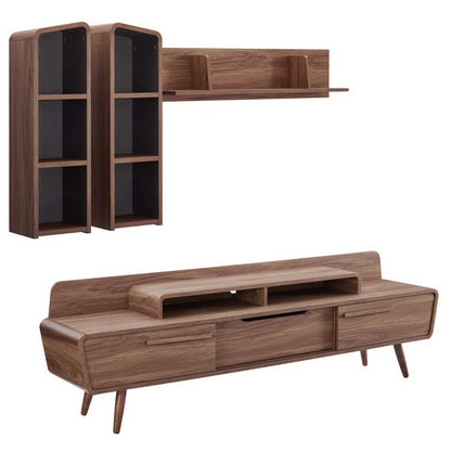 Modway Outlet Omnistand 2 Piece Entertainment Center by Modway  Living Room Furniture Walnut Gray - EEI-3731-WAL-GRY-SET