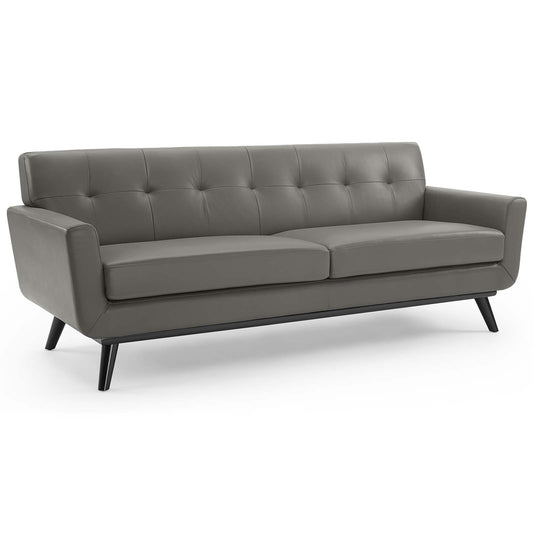 Modway - Engage Top-Grain Leather Living Room Lounge Sofa by Modway  Living Room Sofas and Armchairs Gray - EEI-3733-GRY