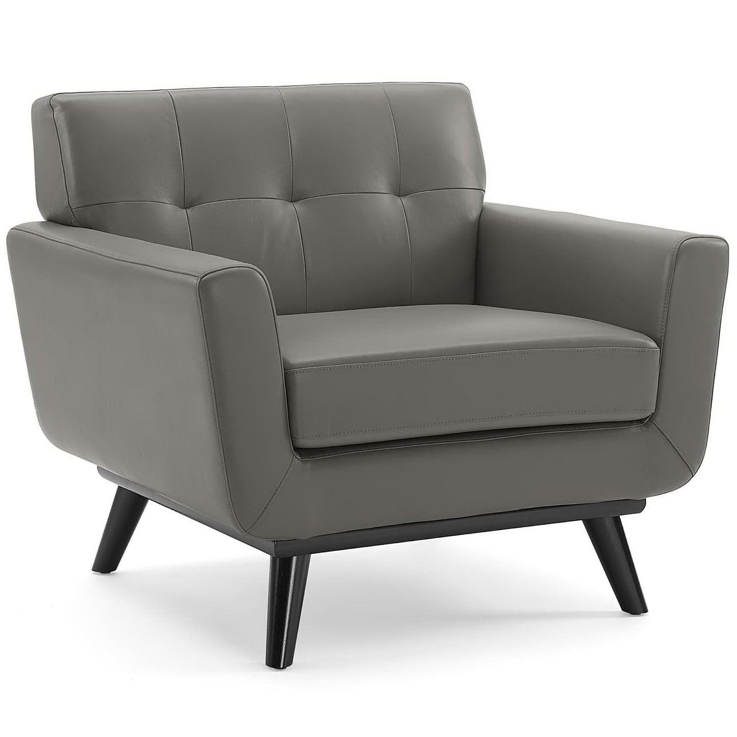 Modway - Engage Top-Grain Leather Living Room Lounge Accent Armchair by Modway  Living Room Sofas and Armchairs Gray - EEI-3734-GRY