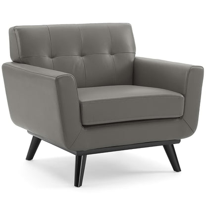 Modway - Engage Top-Grain Leather Living Room Lounge Accent Armchair by Modway  Living Room Sofas and Armchairs Gray - EEI-3734-GRY