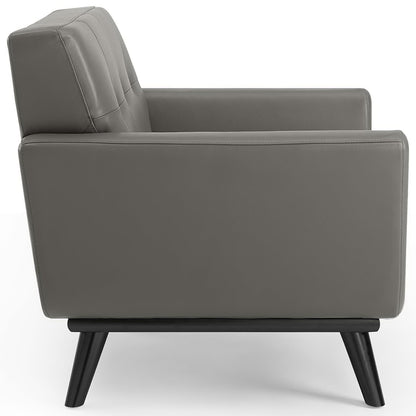 Modway - Engage Top-Grain Leather Living Room Lounge Accent Armchair by Modway  Living Room Sofas and Armchairs Gray - EEI-3734-GRY