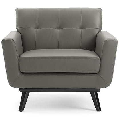 Modway - Engage Top-Grain Leather Living Room Lounge Accent Armchair by Modway  Living Room Sofas and Armchairs Gray - EEI-3734-GRY