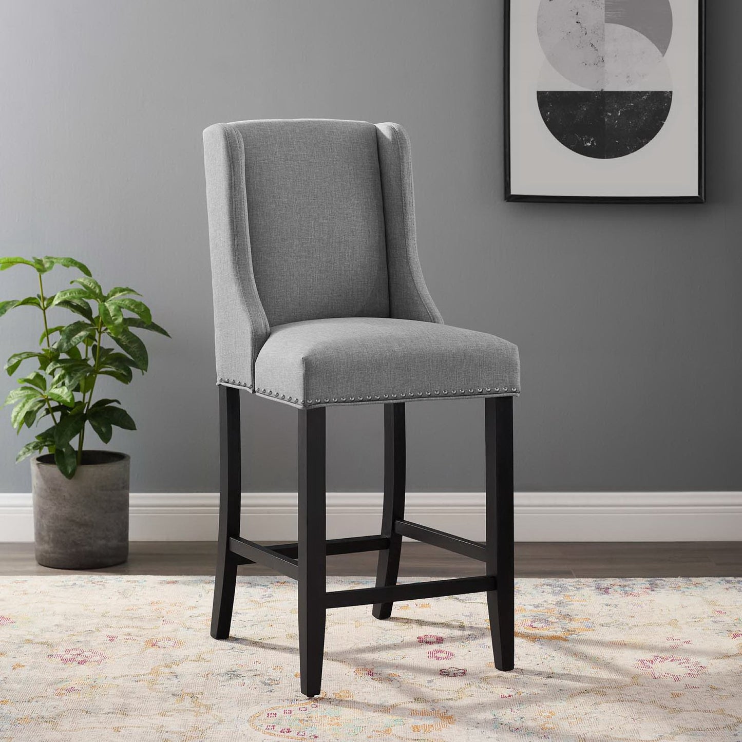 Modway - Baron Upholstered Fabric Counter Stool by Modway  Bar and Dining Bar and Counter Stools Gray - EEI-3735-LGR