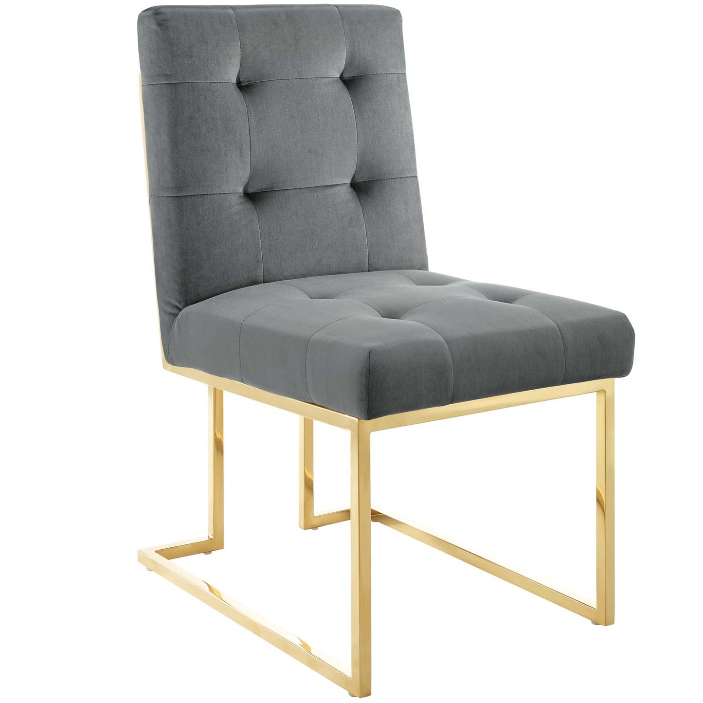 Modway Outlet Privy Gold Stainless Steel Performance Velvet Dining Chair by Modway  Bar and Dining Furniture Gold Charcoal - EEI-3744-GLD-CHA