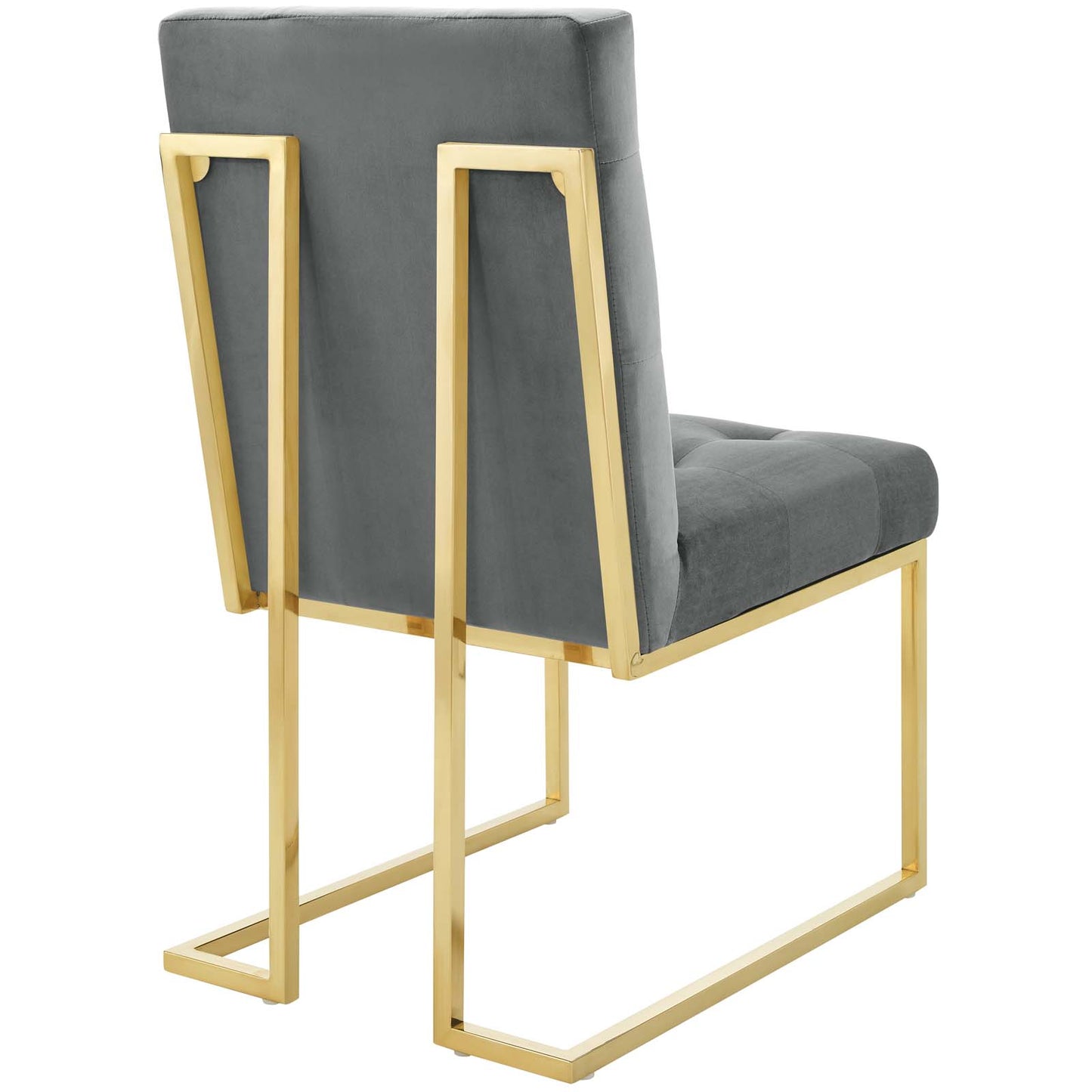 Modway Outlet Privy Gold Stainless Steel Performance Velvet Dining Chair by Modway  Bar and Dining Furniture Gold Charcoal - EEI-3744-GLD-CHA